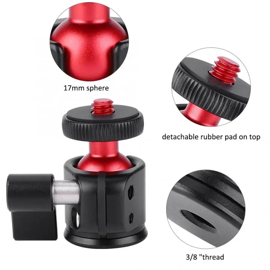 Mini Ball Head Mount Aluminum Alloy 360 Degree 1/4" Screw Mount