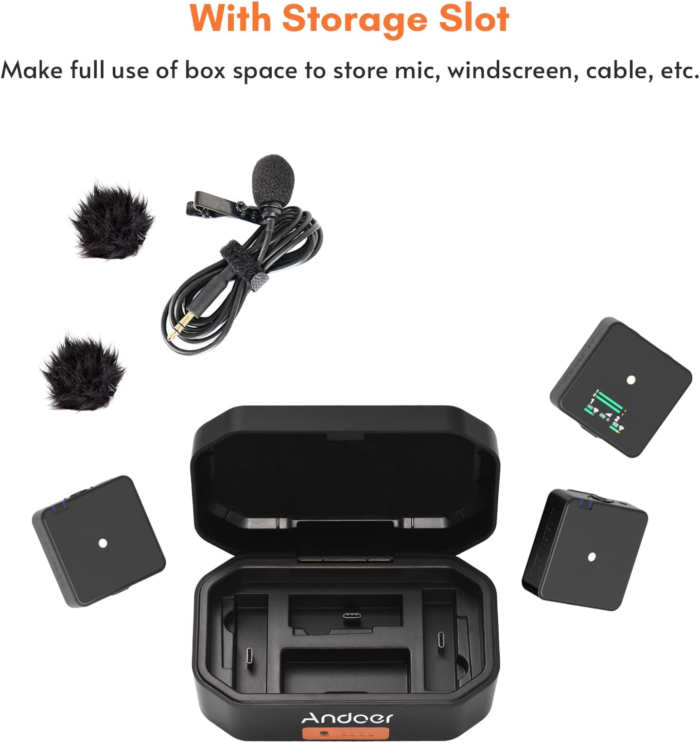 Wireless Microphone Charging Case 3-Slot 4200mAh USB-C PD Battery Quick Charge Charger for RODE Wireless GO I/GO II