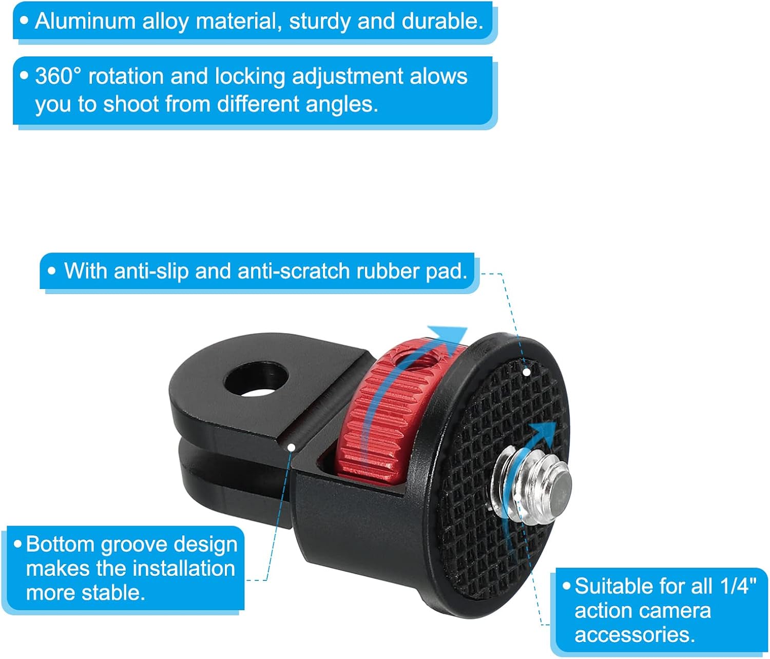 Aluminum Tripod Mount Adapter 360° Adjustment 1/4" Screw Conversion Adapter