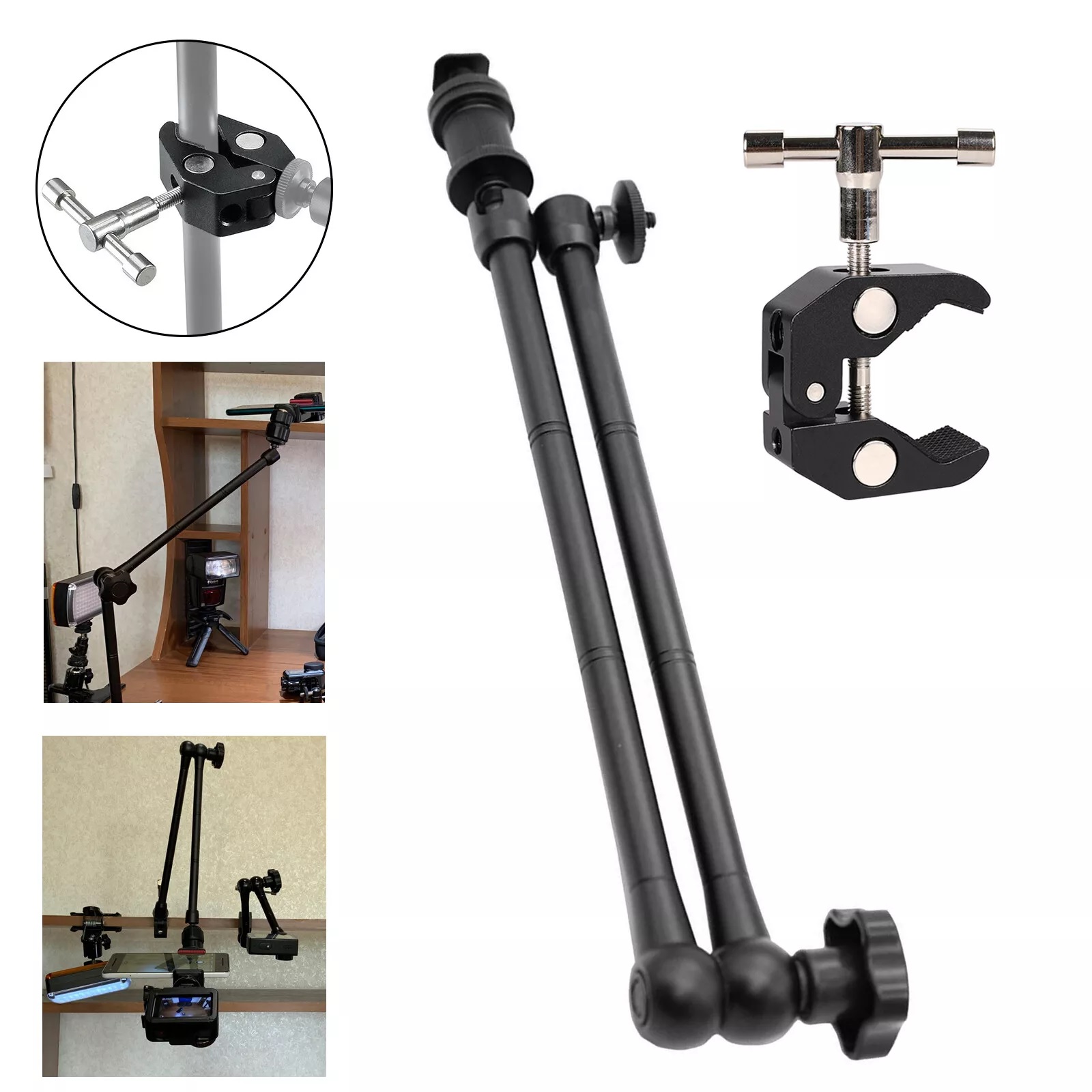 Aluminum Alloy Camera Arm Super Clamp 20inch Arm And Clamp