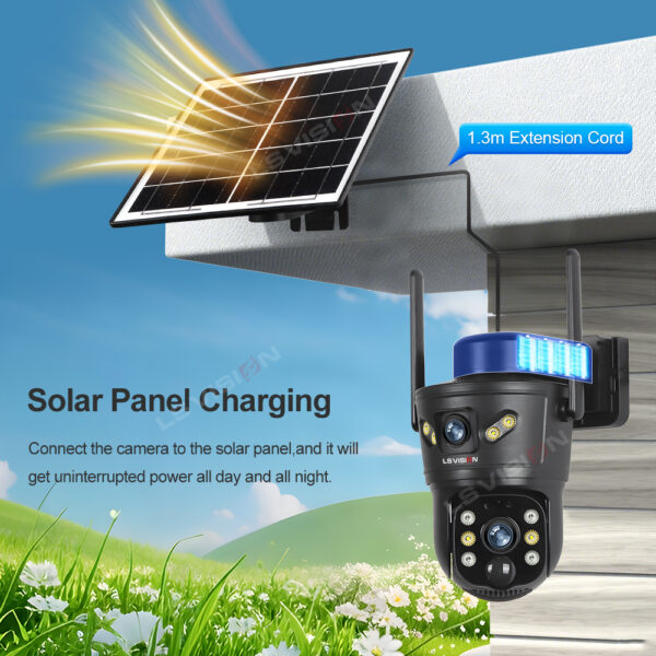 SOLAR CAMERA LS-CS5-4G-SA 8MP 4K Dual Lens 4G PTZ Camera Outdoor