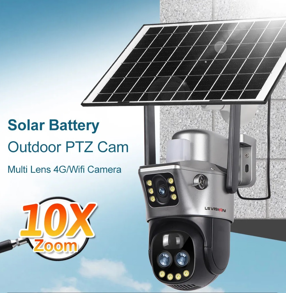 SOLAR CAMERA LS-CS3U-4G-10X-SA 12MP Three-Lens 4G PTZ Camera Outdoor