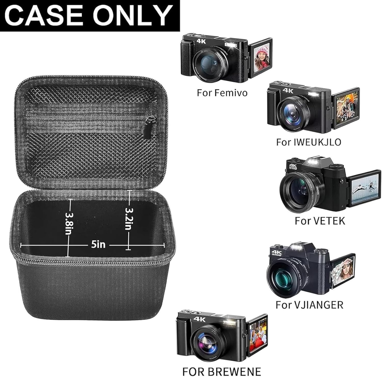 Digital Camera Case for Vlogging Camera for Canon PowerShot G7X Mark II/III/Kodak Pixpro FZ45/FZ55/WPZ2