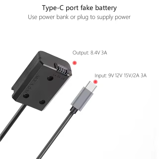 USB-C to Sony NP-FW50 Regulated Dummy Battery Cable