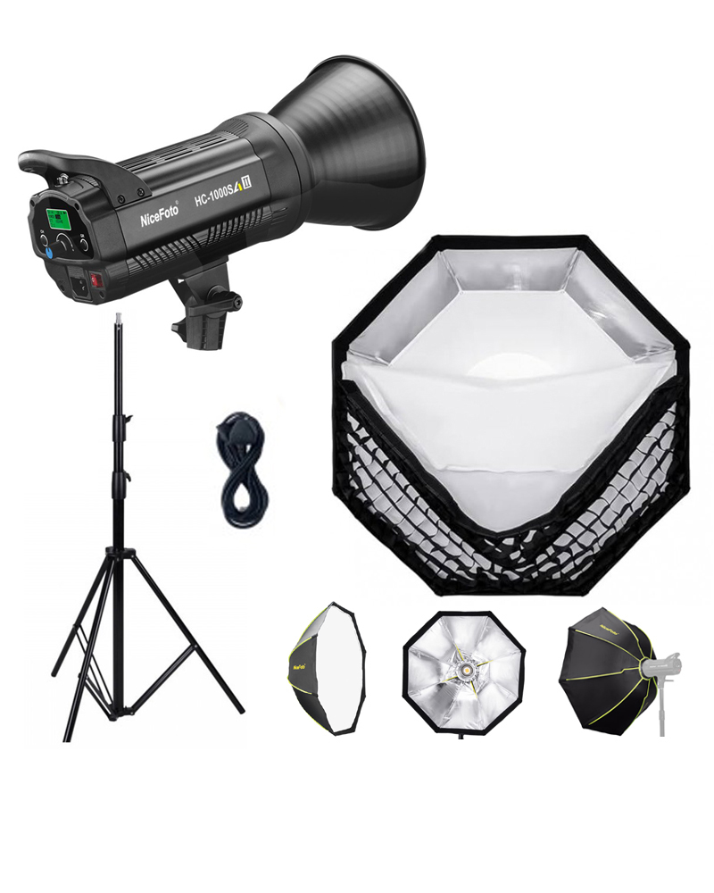 NiceFoto HC-1000SA II 100W Bi-Color LED Video Light With ES-100cm Softbox/Stand