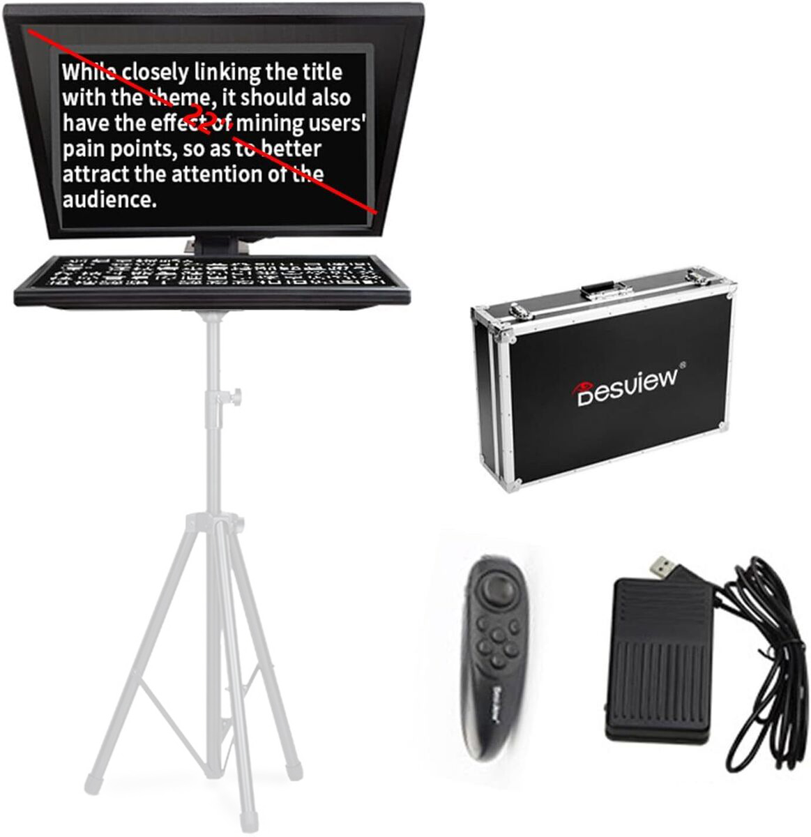 Desview T22 Teleprompter Set with 21.5" Self-Reversing Monitor