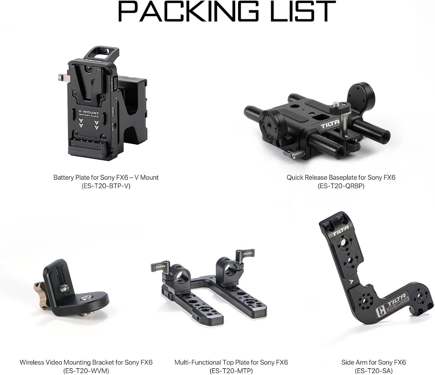 Tilta Camera Cage for Sony FX6 with V-Mount Battery Plate Advanced Kit (ES-T20-B-V)