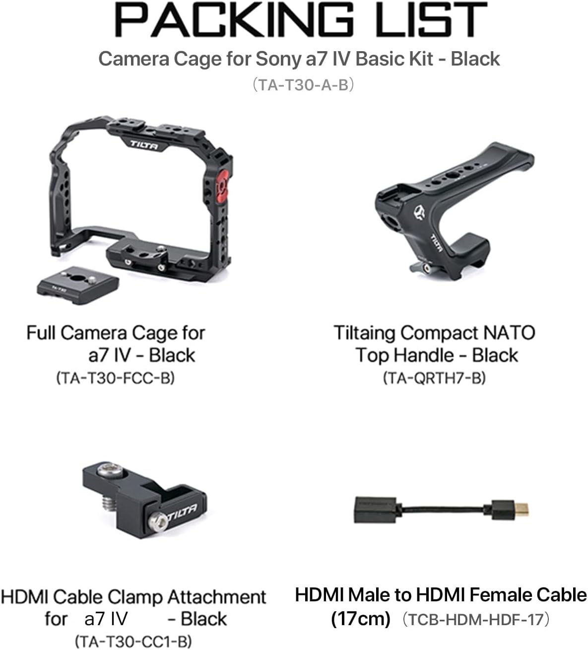 Tilta Basic Camera Cage Kit for Sony a7 IV Black (TA-T30-A-B)