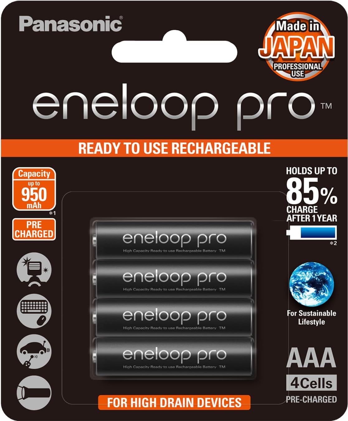 Panasonic eneloop PRO AAA Rechargable Batteries 950mAh