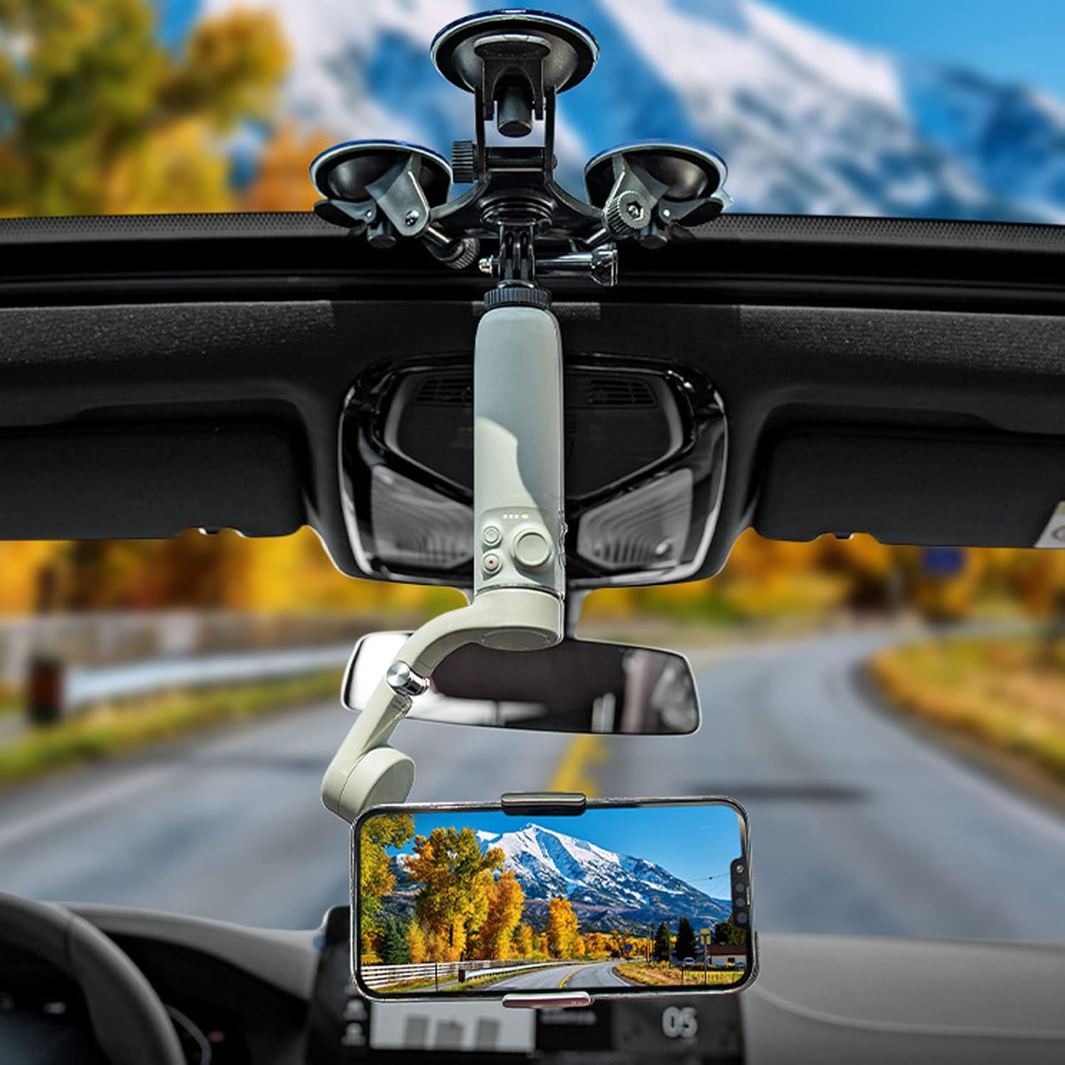 Triple Suction Cup Mount with 1/4 Threaded Head 360 Degree Tripod Ball Head