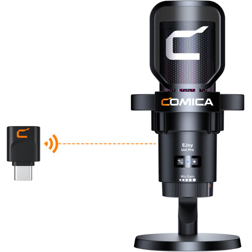 COMICA Audio EJoy Uni Pro D RGB Cardioid Condenser Wireless/USB-C Microphone with Desktop Stand