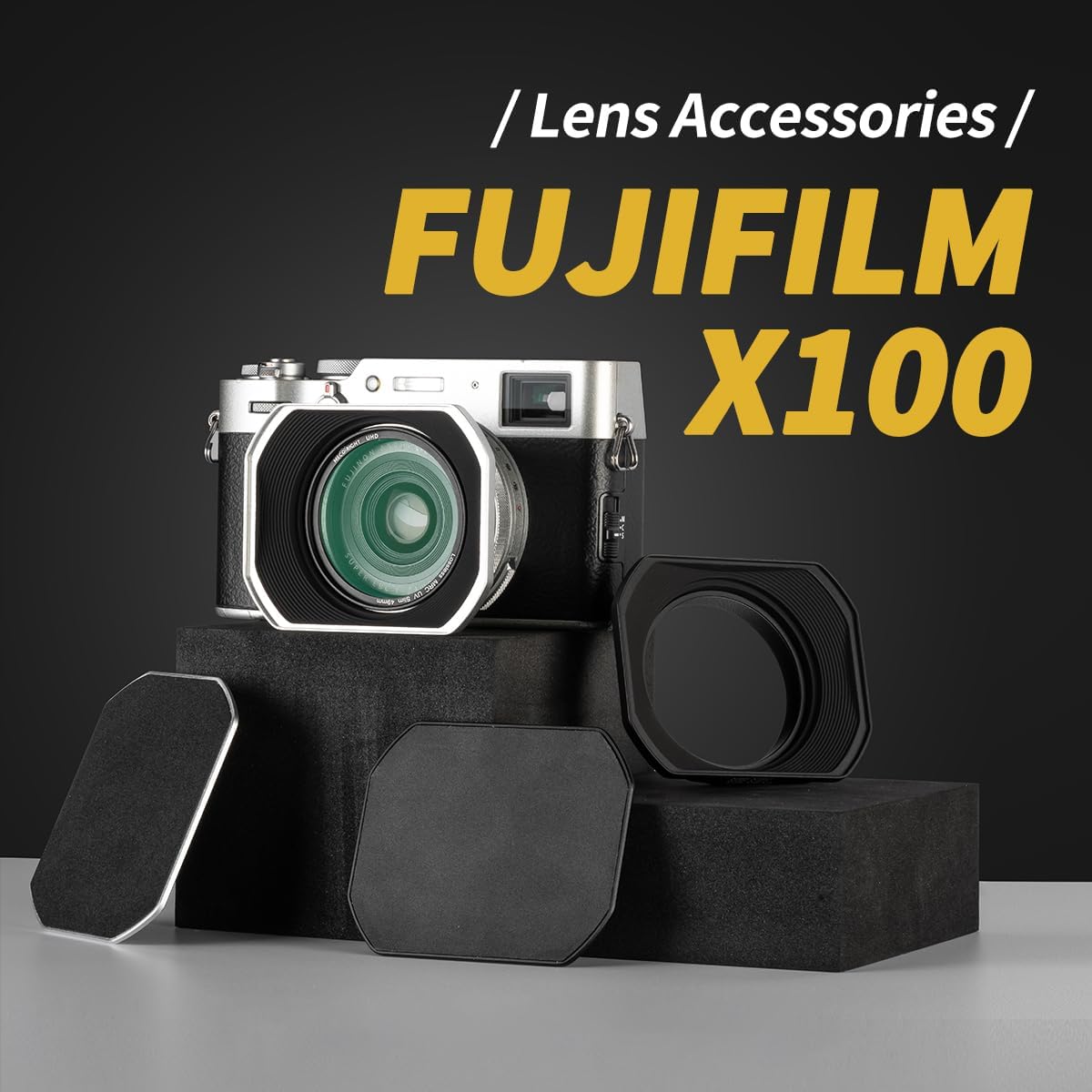 MRCUV Adapter Hood Kit for FUJIFILM X100 Series X100/X100V/X100VI/X100F/X100S/X100T (Black)