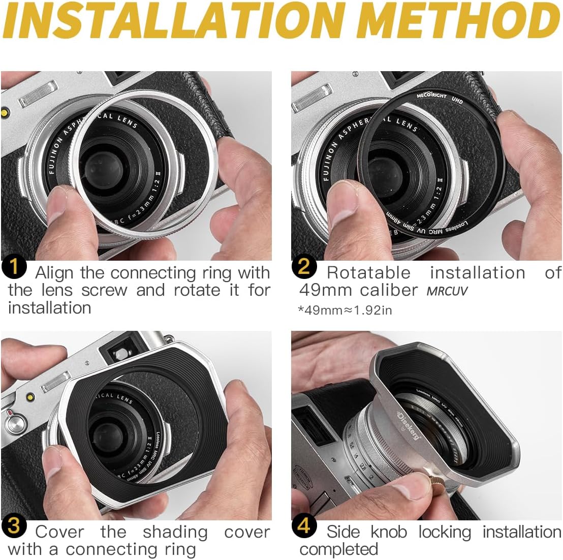 MRCUV Adapter Hood Kit for FUJIFILM X100 Series X100/X100V/X100VI/X100F/X100S/X100T (Black)