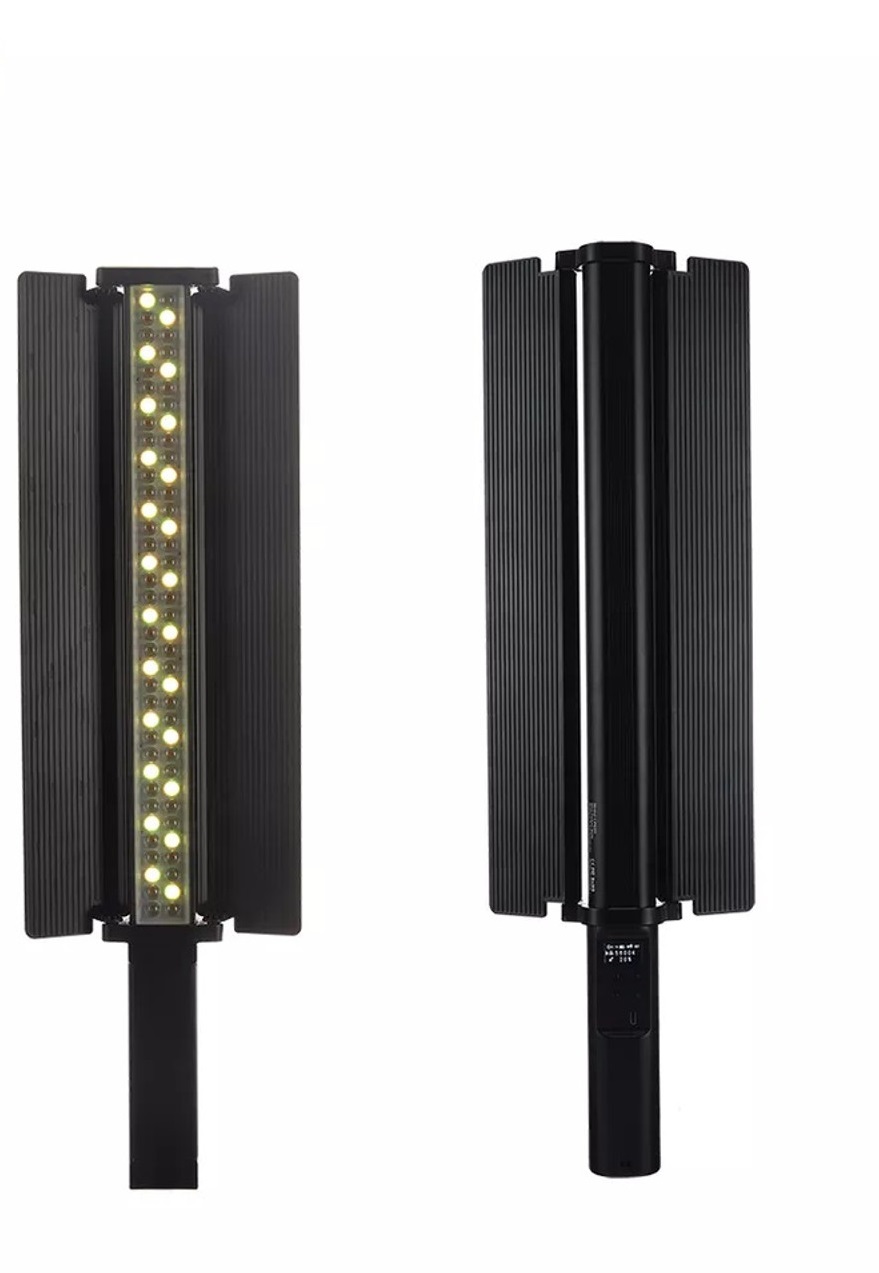 NiceFoto TC-C2 Bi-Color RGB 24W Handheld LED Light Wand with Barndoor