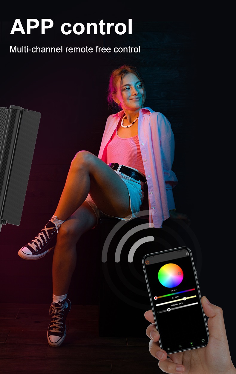 NiceFoto TC-C2 Bi-Color RGB 24W Handheld LED Light Wand with Barndoor