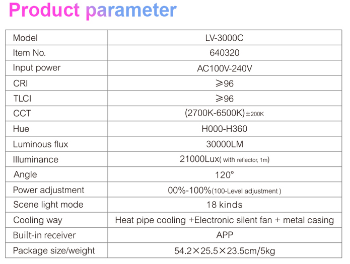 NiceFoto LV-3000C RGBWW Color 300W LED Video Light