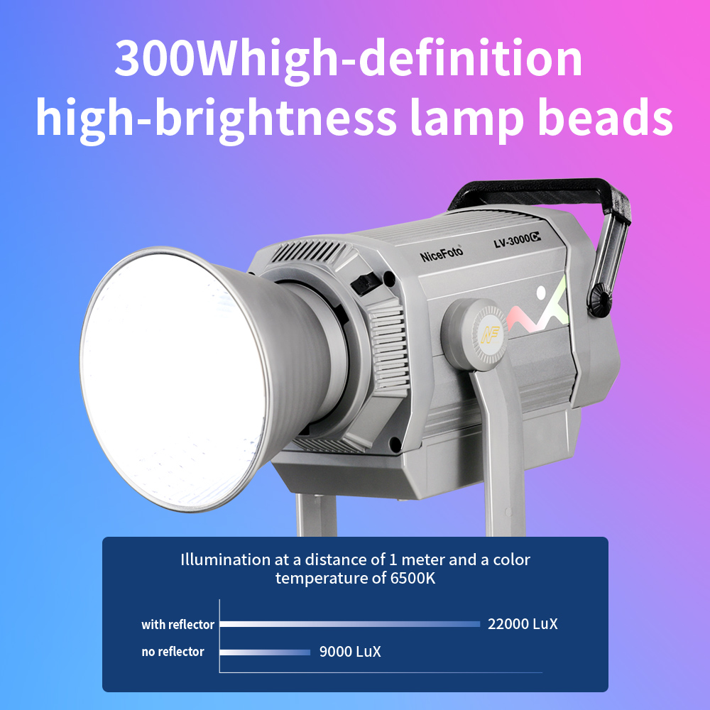 NiceFoto LV-3000C RGBWW Color 300W LED Video Light