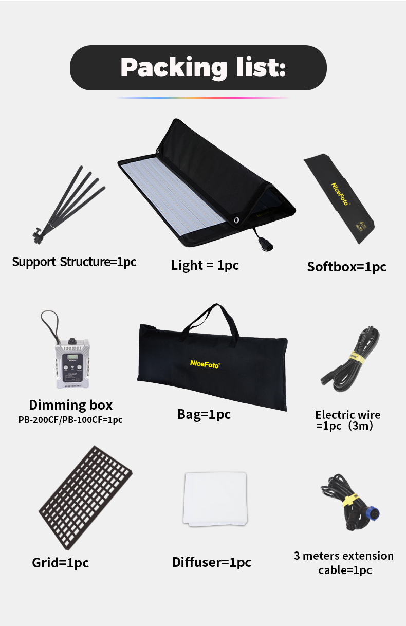 NiceFoto FB-1000C 100W RGBW Folding Fabric LED Light