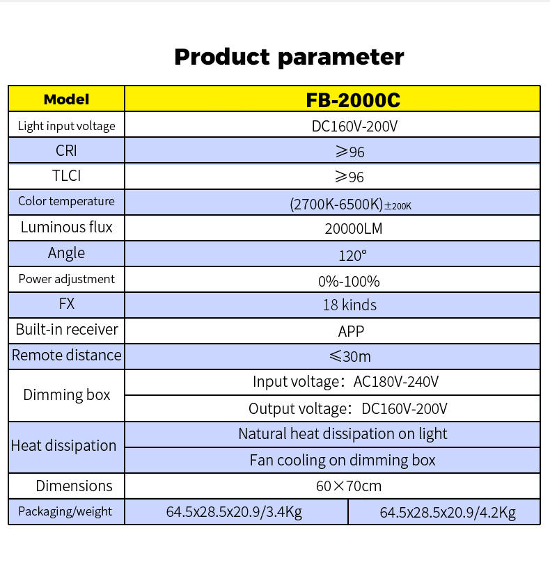 NiceFoto FB-2000C 200W RGBW Folding Fabric LED Light