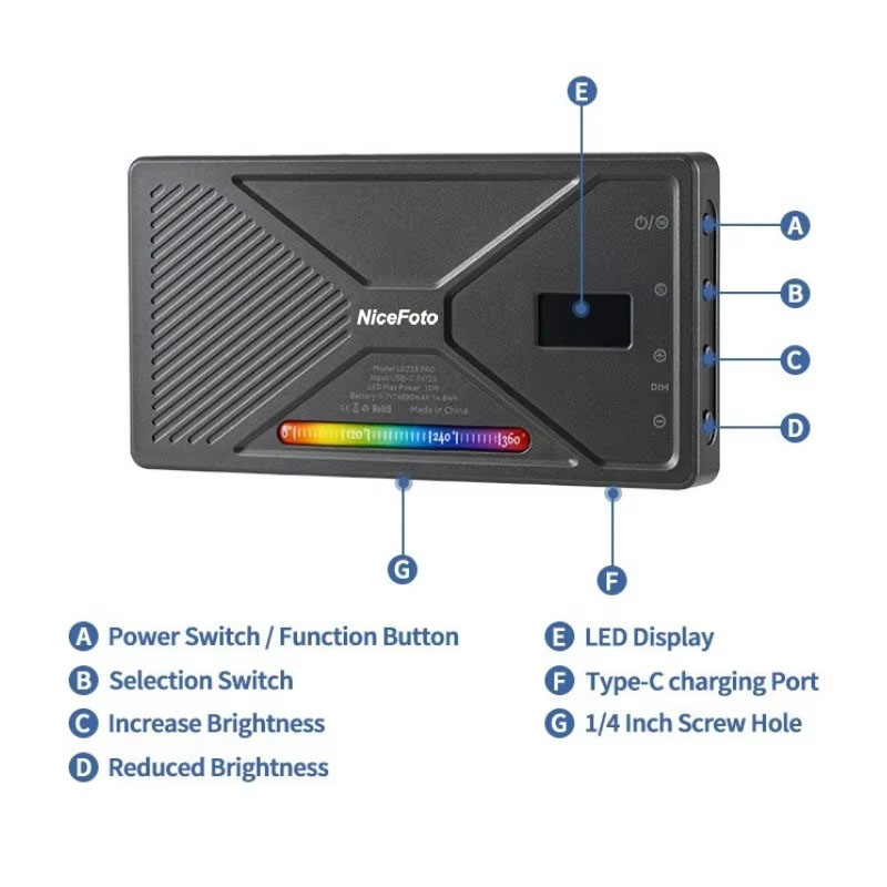 NiceFoto TC-225 Pro 10W RGB Pocket Light