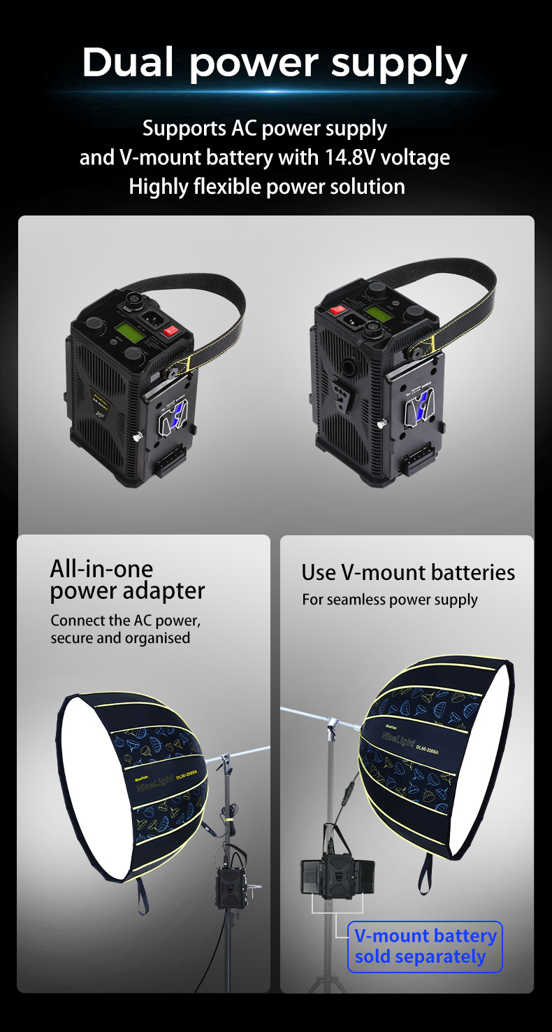 NiceFoto DL90-2000A 200W Bi-Color Umbrella Light(With Grid)