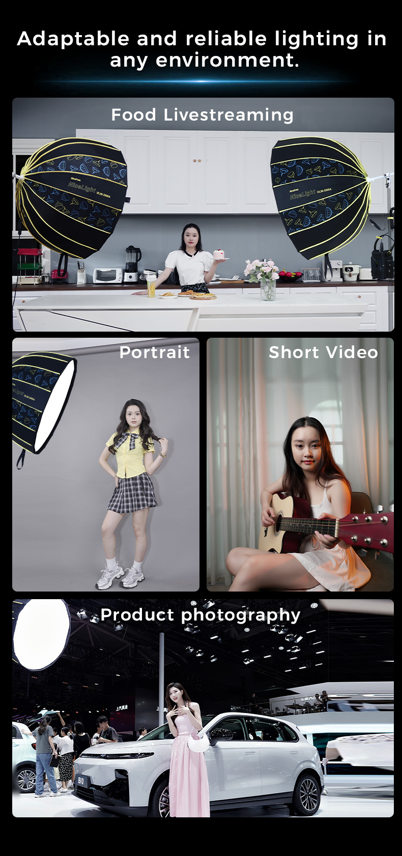 NiceFoto DL90-2000A 200W Bi-Color Umbrella Light(With Grid)