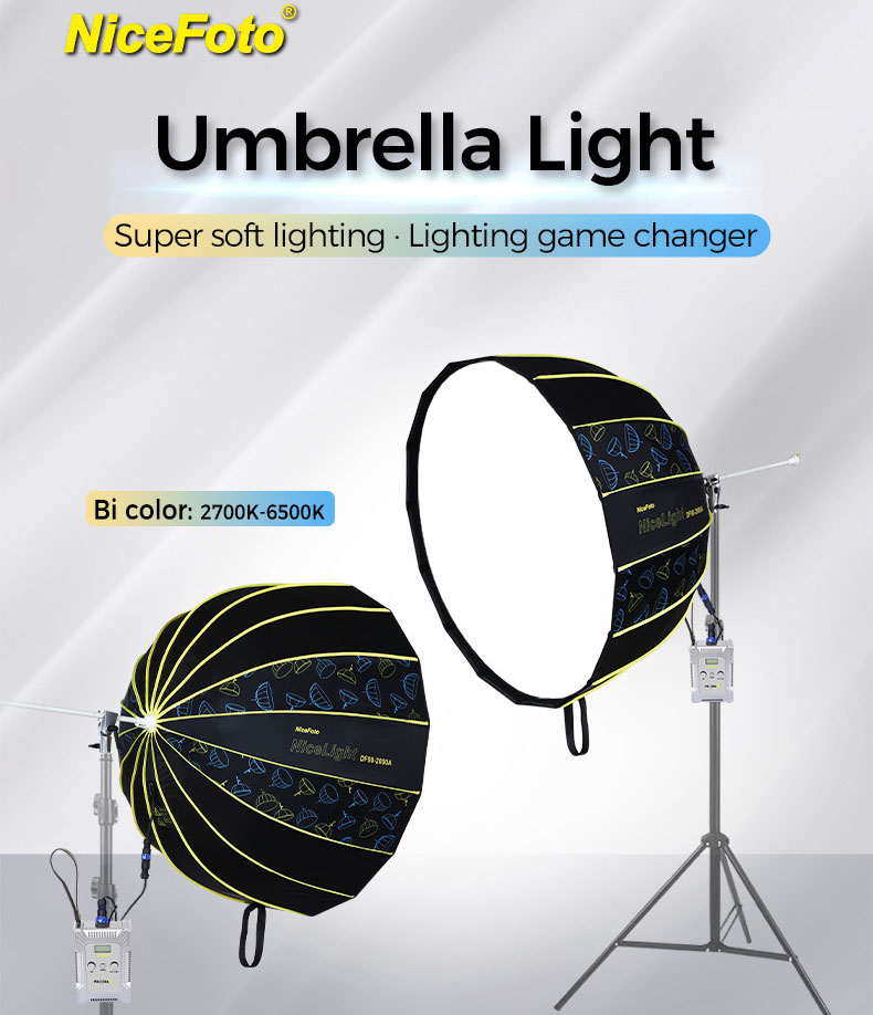 NiceFoto DF90-2000A 200W Bi-Color Umbrella Light(With Grid)
