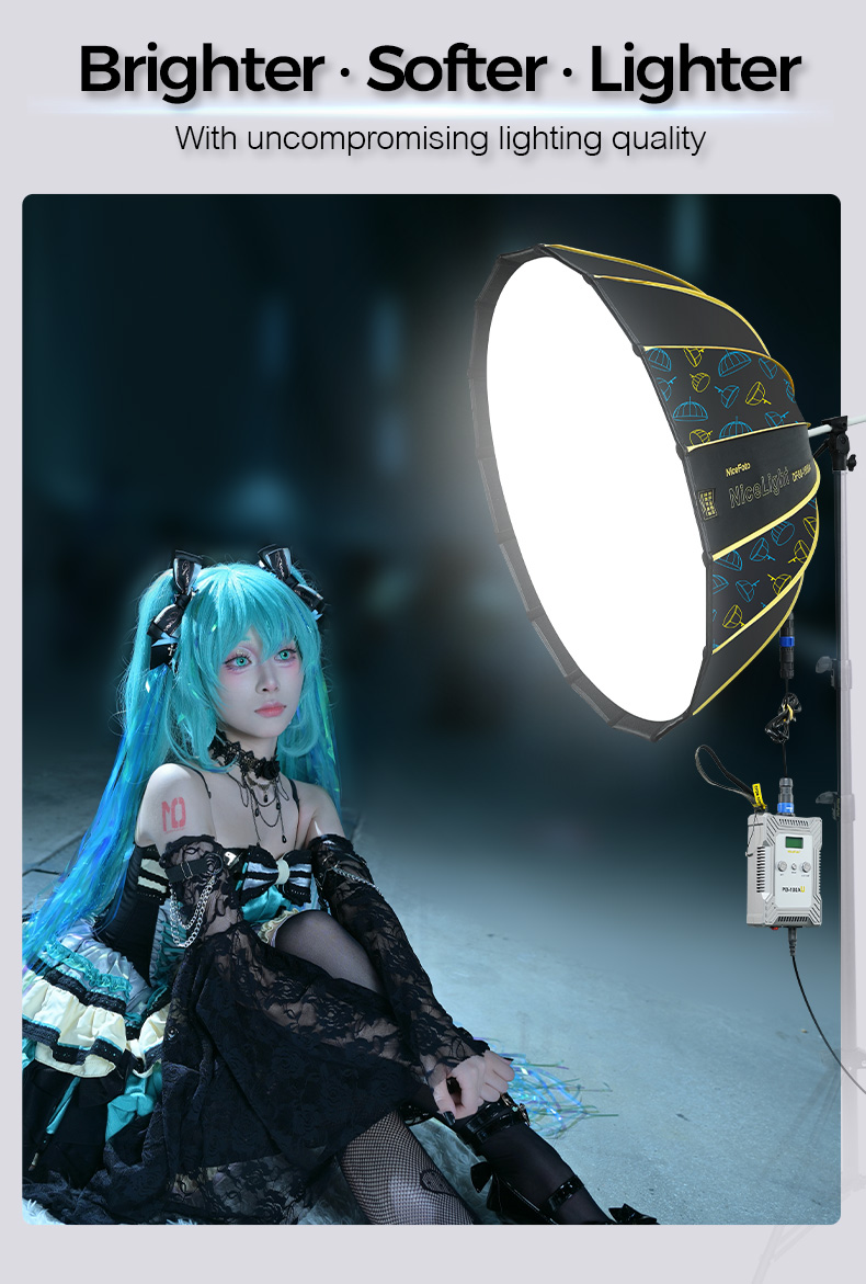 NiceFoto DF80-1000A 100W Bi-Color Umbrella Light(With Grid)