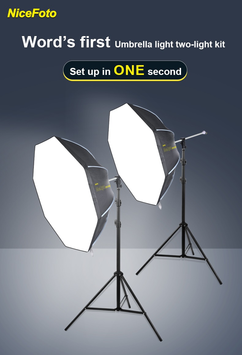 NiceFoto KT-DP80-1000B 100W (Daylight) Umbrella Light 2 Kit (With 2 Stand)