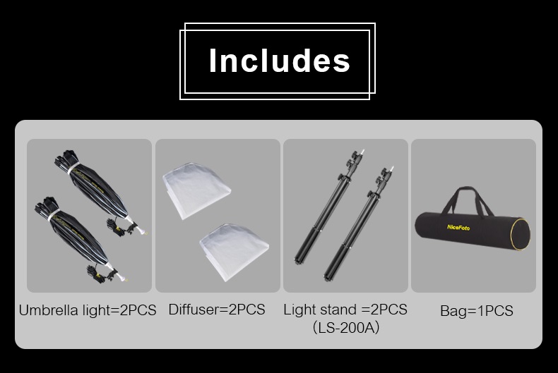 NiceFoto KT-DP80-1000B 100W (Daylight) Umbrella Light 2 Kit (With 2 Stand)