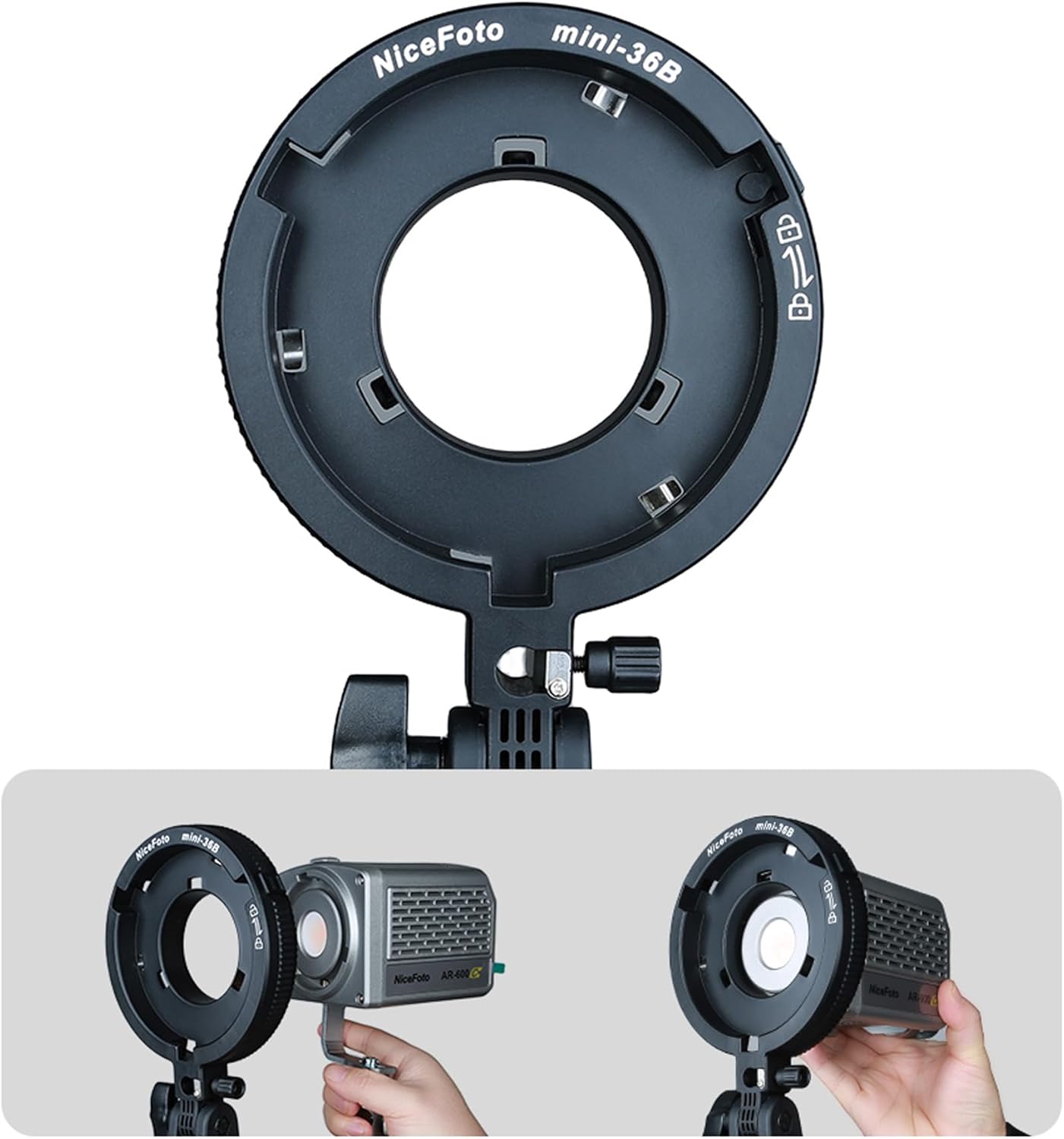 NiceFoto Mini-36B Mini to Bowens Mount Adapter