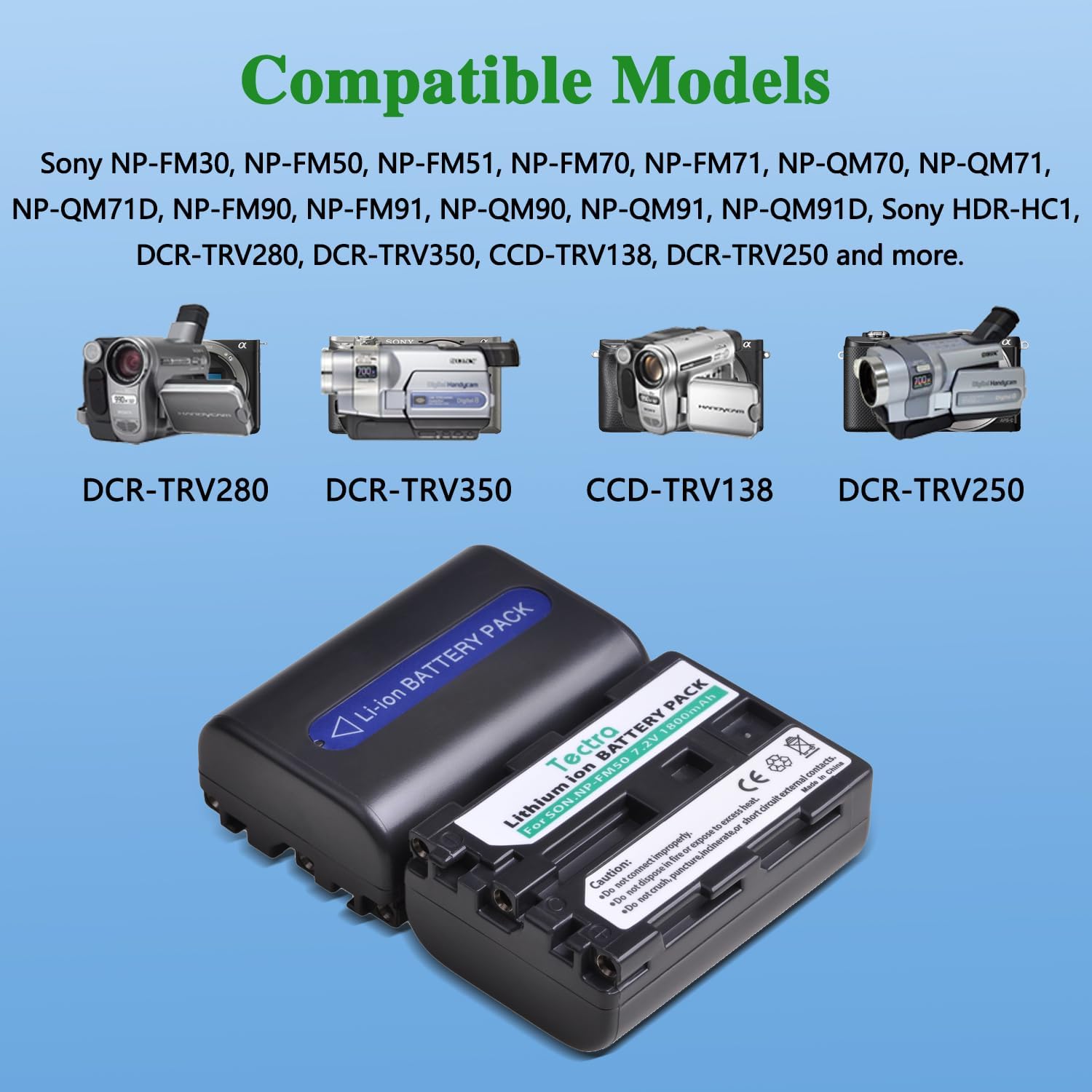 NP-FM50 Battery for Sony DCR-TRV240E TRV140E TRV265E TRV245E TRV10E TRV11E TRV33