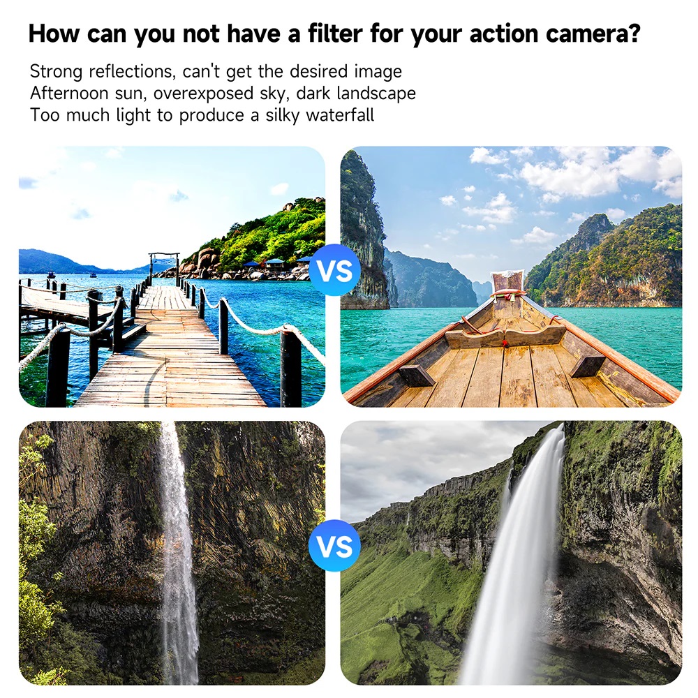 TELESIN Circular Polarizer & ND Filter Set for DJI Osmo Action 3/4/5 Pro