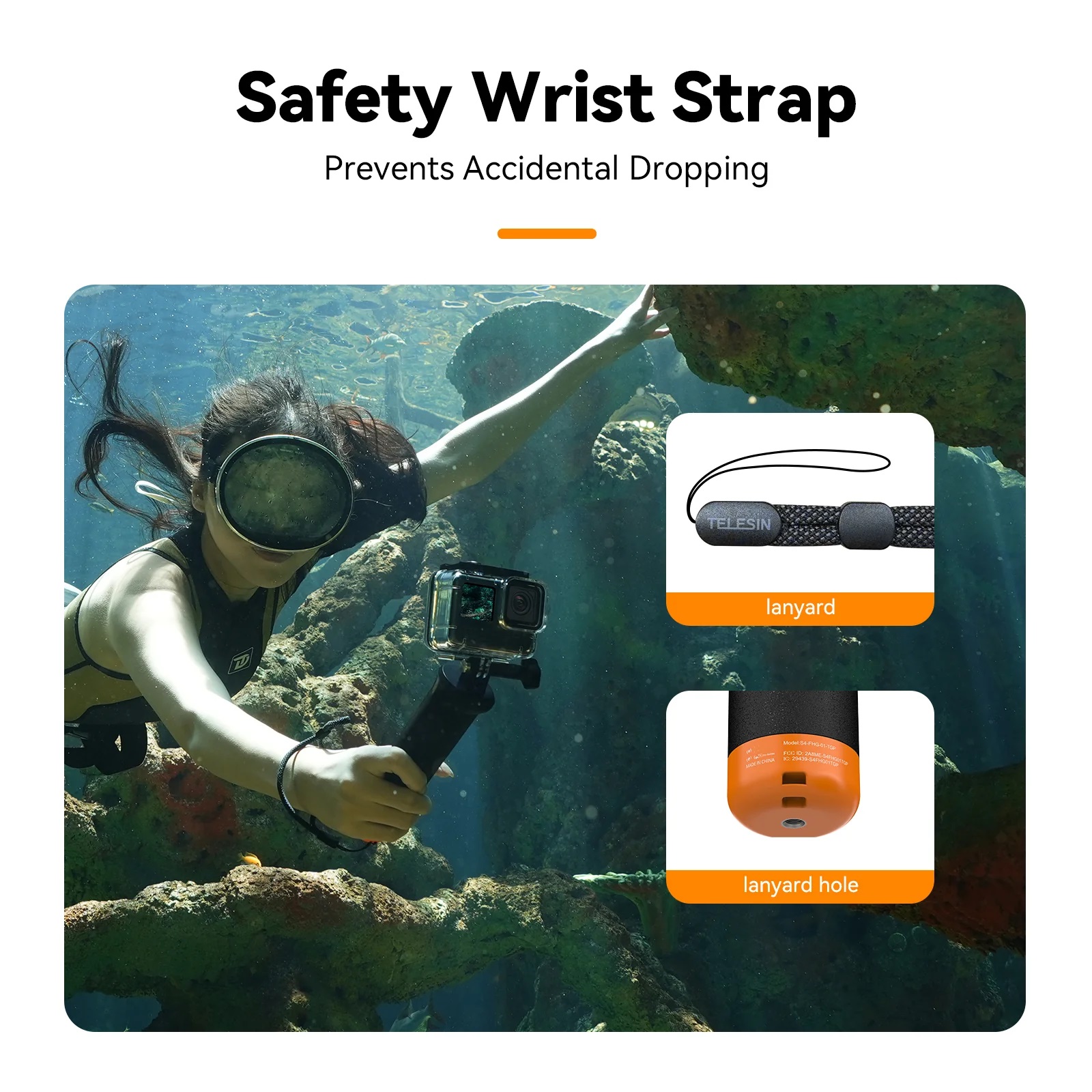 TELESIN Floating Hand Grip with Remote Control for HERO 13/12/11/10/9