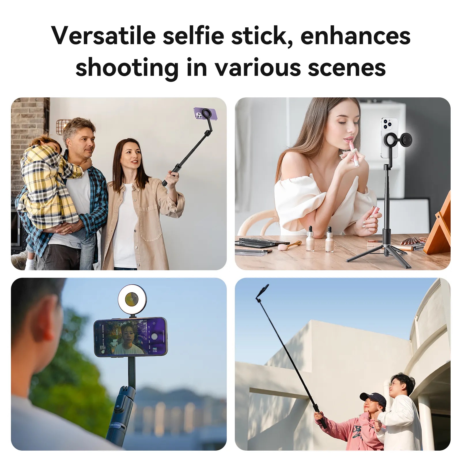 TELESIN Portable Magnetic Phone Selfie Stick Tripod