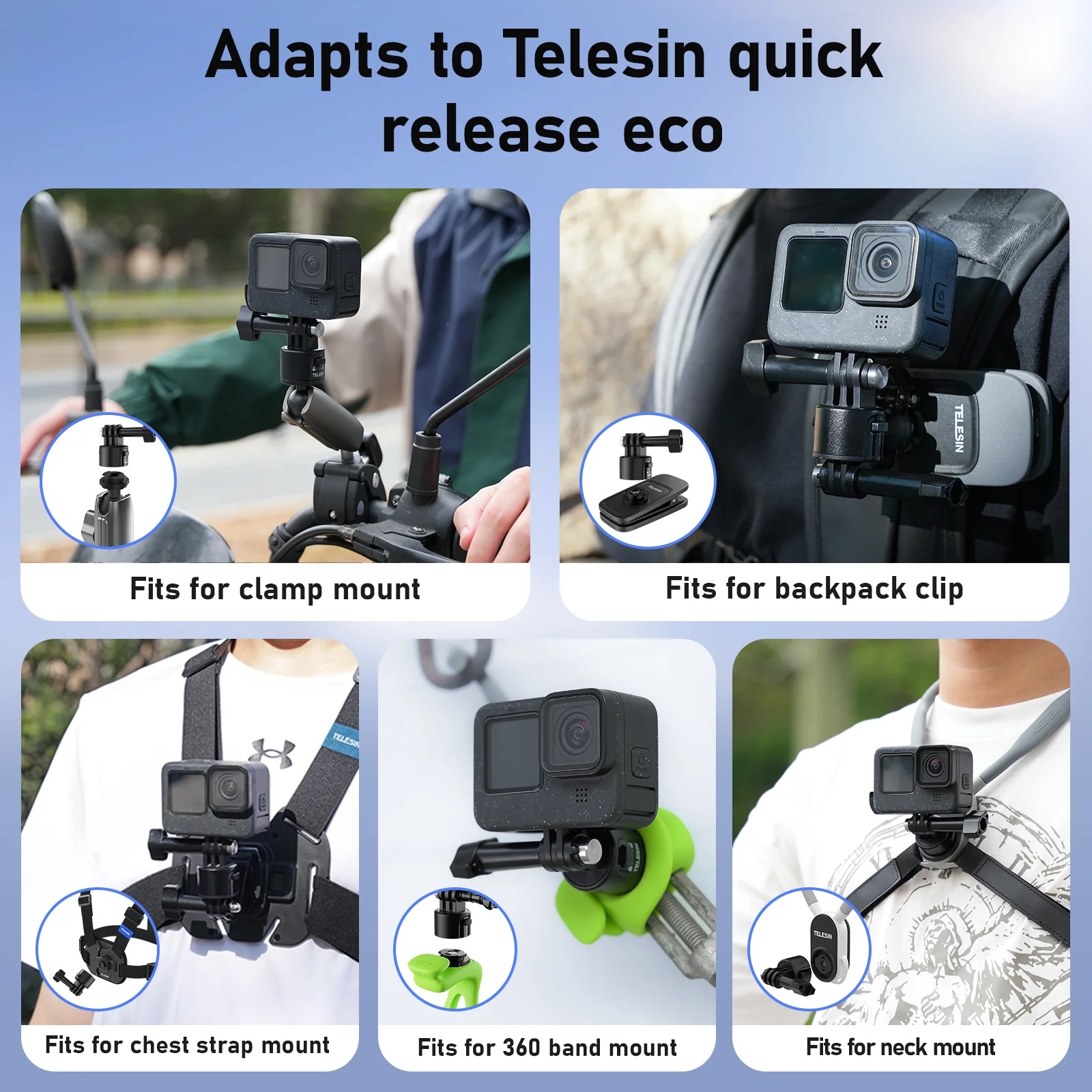 TELESIN Quick Release Universal Clamp Mount