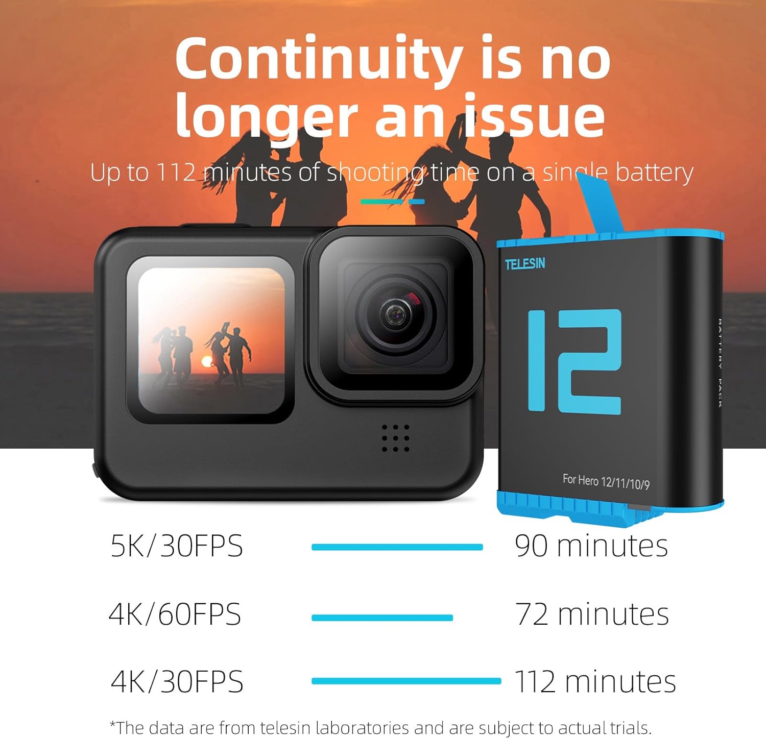 TELESIN Charging Case With 2 Batteries for Hero 12/11/10/9