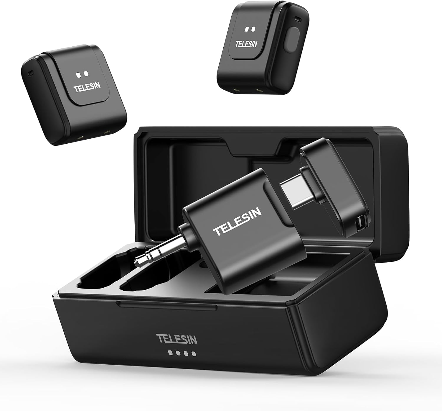 TELESIN 2in1 Wireless Lavalier Microphone with Charging Case TELESIN 2in1 Wireless Lavalier Microphone with Charging Case