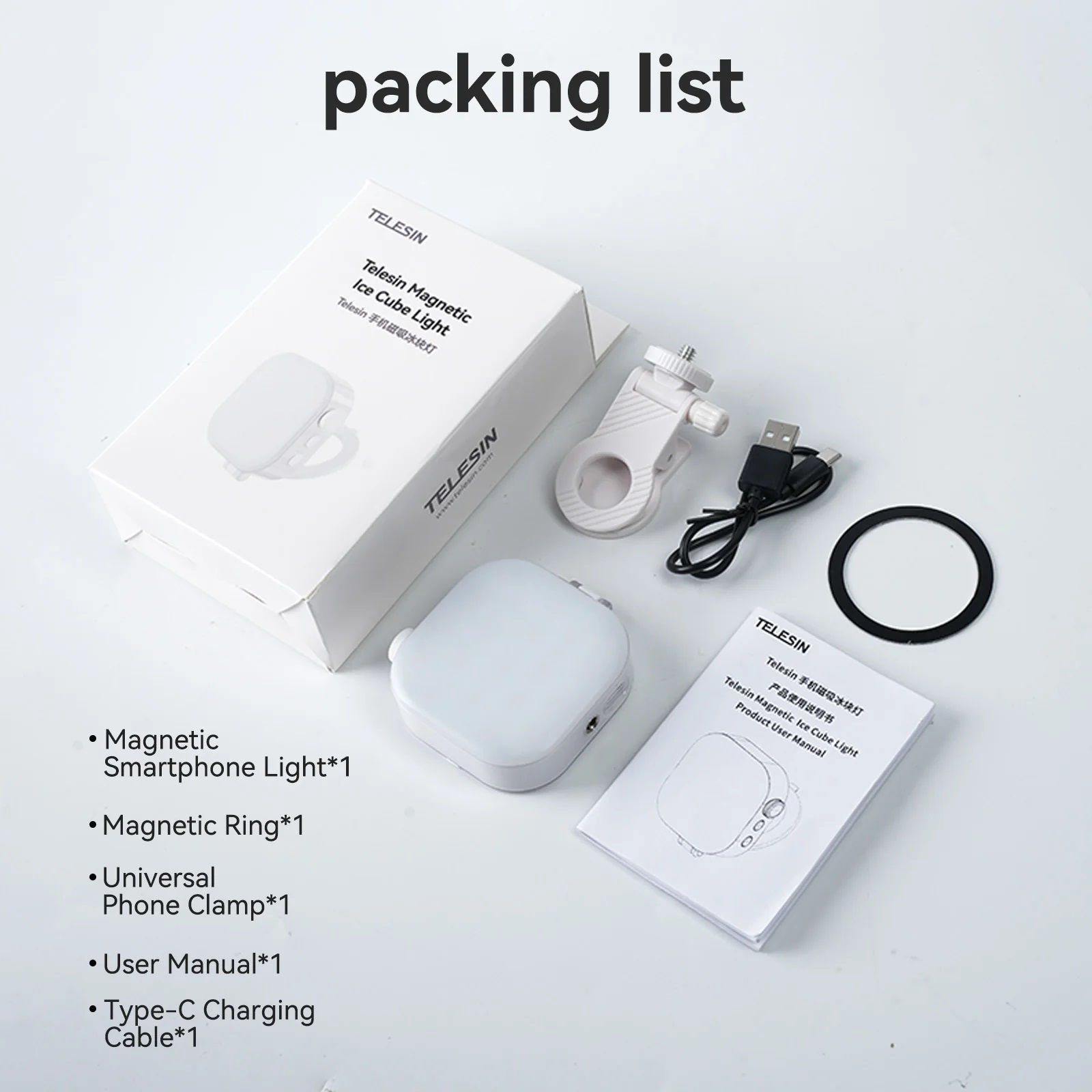 TELESIN RGB Light Mobile Phone Magnetic Ice Cube Lamp