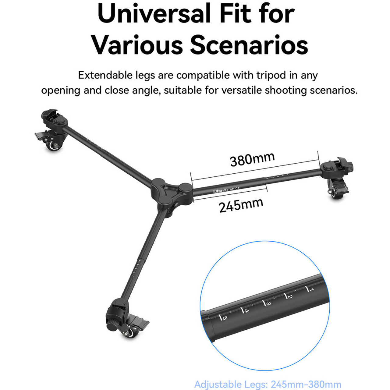 Ulanzi AT-01 1.5m Extendable Light Stand Tripod with Portable Dolly