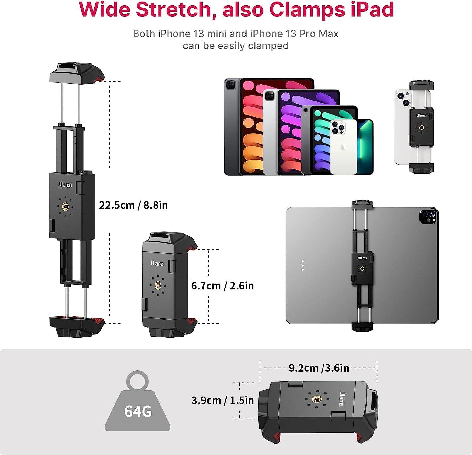 Ulanzi ST-29 Universal Tablet SmartPhone Holder with Cold Shoe Mount