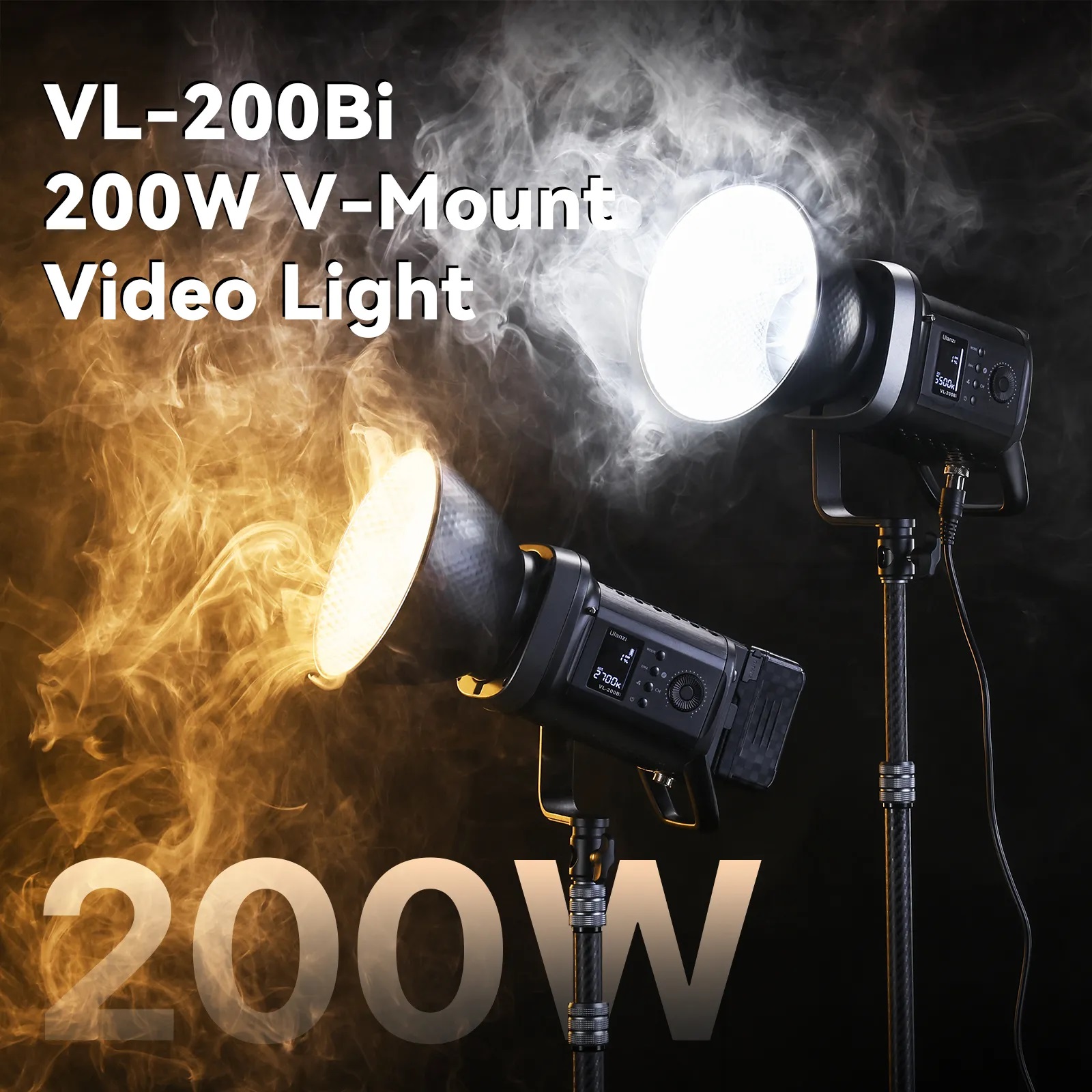 Ulanzi VL-200 Bi-Color 200W V-Mount LED Video Light (With Power Adapter)
