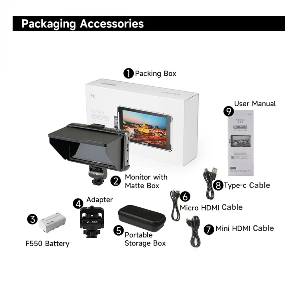 VILTROX DC-550 5.5" Portable On-Camera HD Touch Screen Monitor