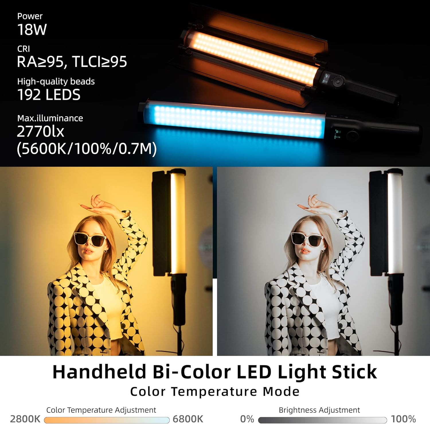 VILTROX H18 Double-Sided Bi-Color & RGB LED Tube Light (22.4")