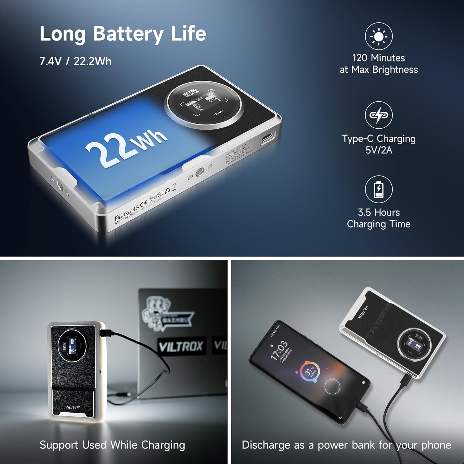 VILTROX Retro 12X RGB LED Light