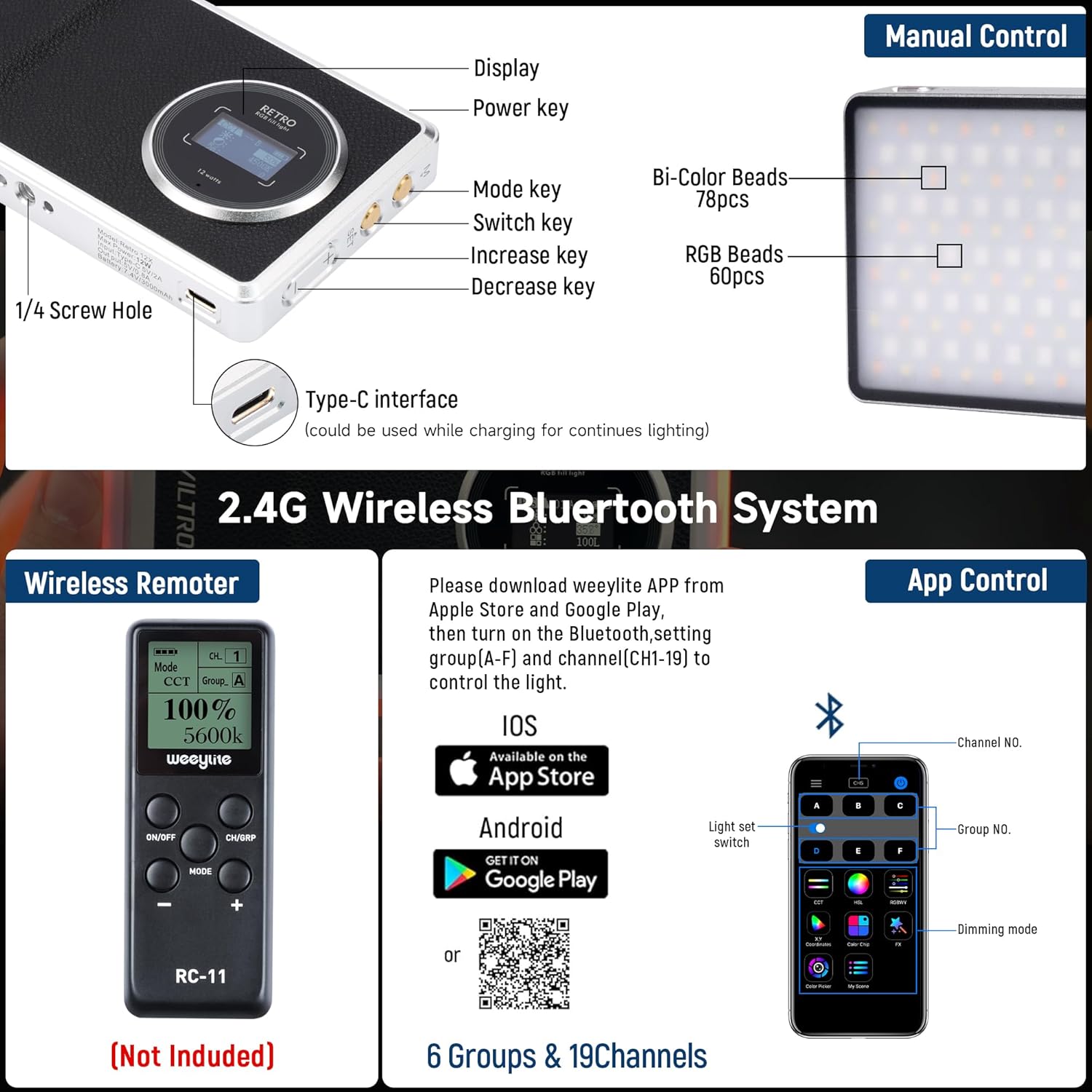 VILTROX Retro 12X RGB LED Light