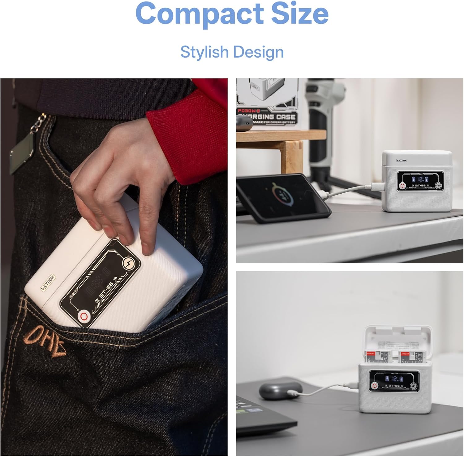 VILTROX BT-E6 Camera Battery Charging Case Power Bank for Canon LP-E6 (Battery Not Included)