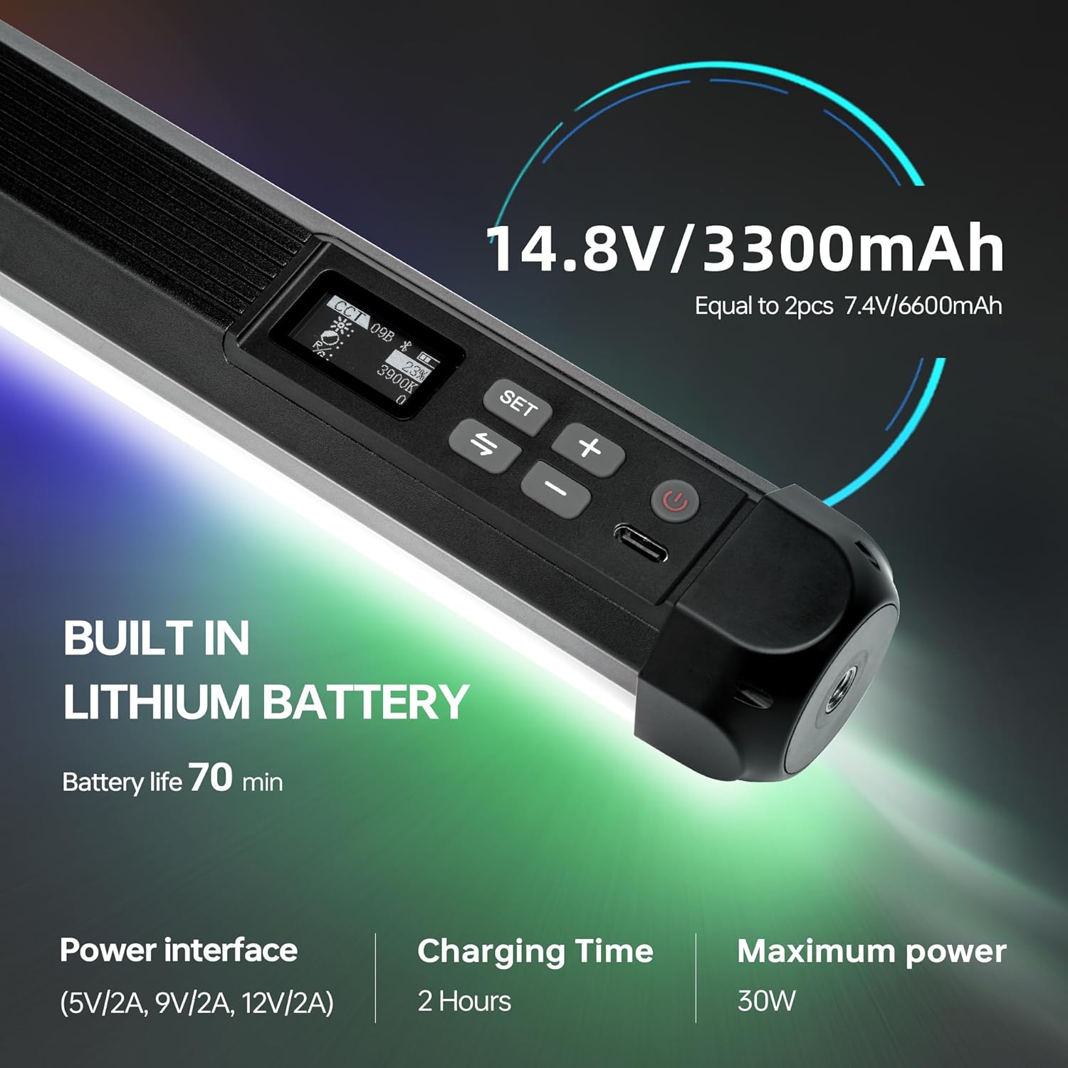 VILTROX K90 2 Kit 30W Handheld RGB LED Light Stick Black (38.31")