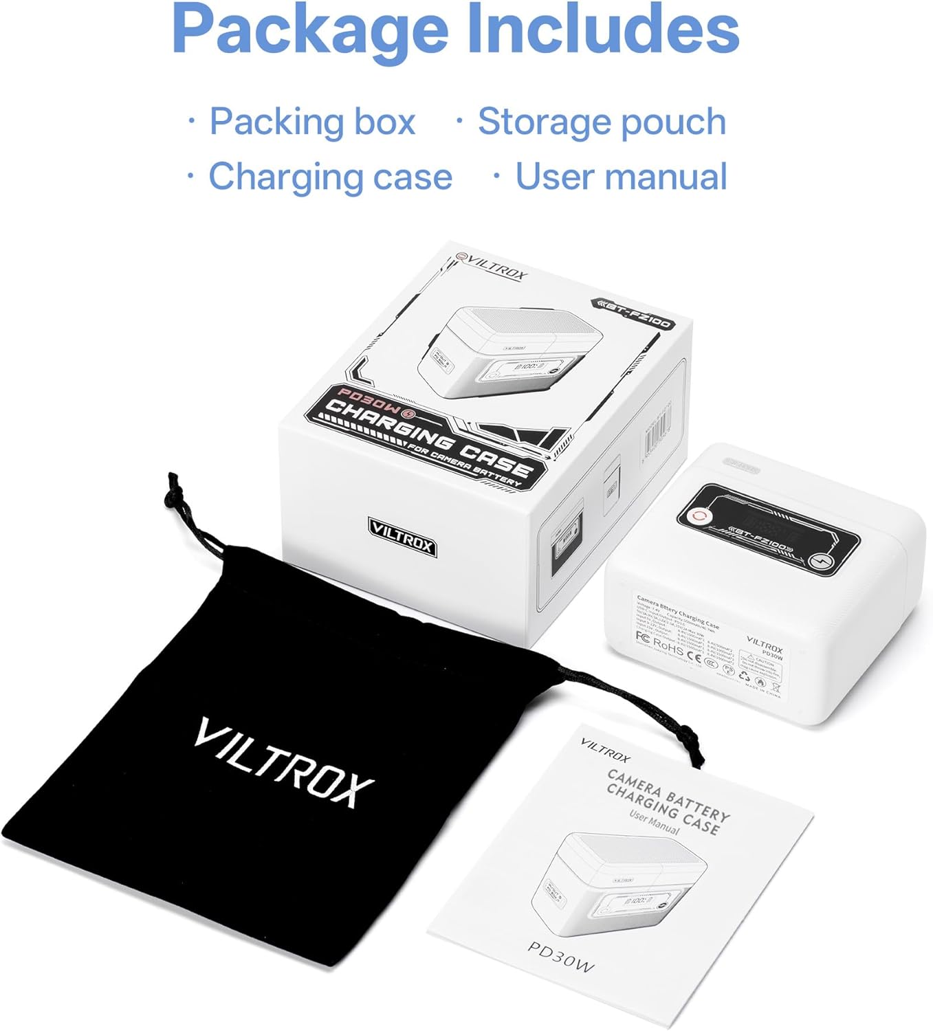 VILTROX BT-FZ100 Camera Battery Charging Case Power Bank for Sony NP-FZ100 (Battery Not Included)