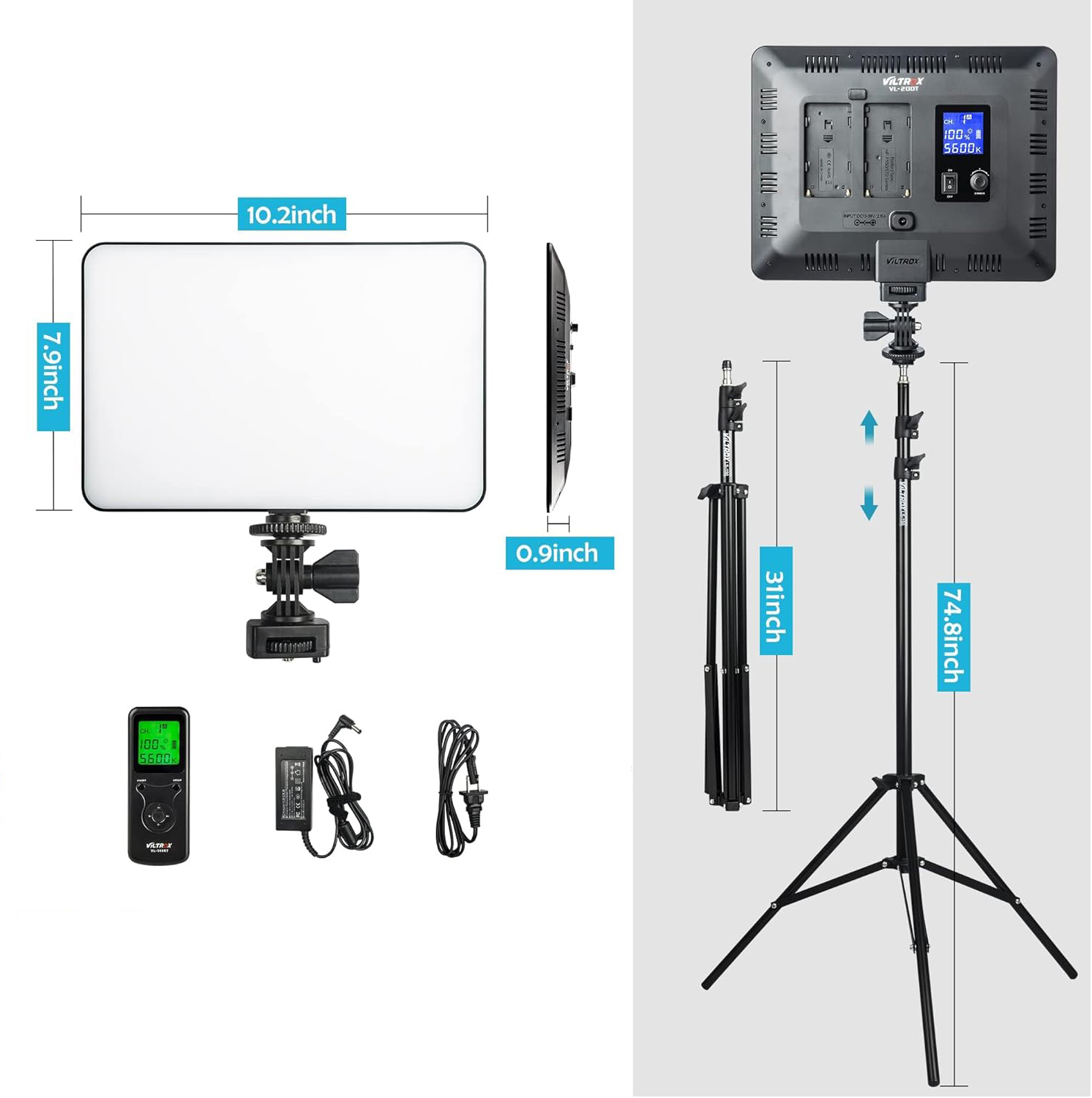 Viltrox VL-200T Bi-Color LED Light with Stand